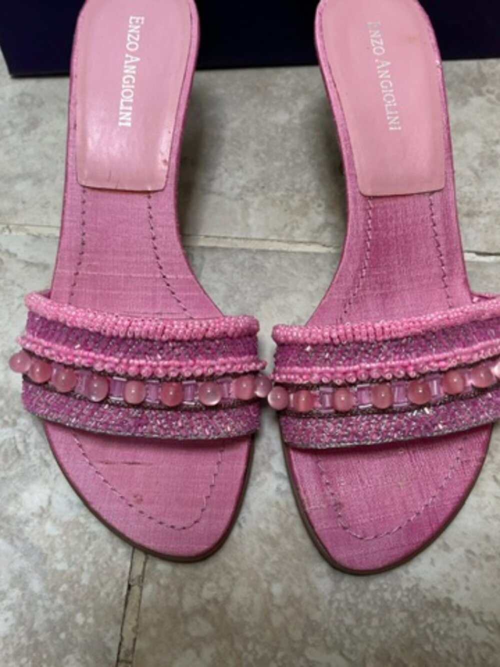 Enzo Angiolini Pink Beaded Sandal Size 7 - Picture 2 of 8